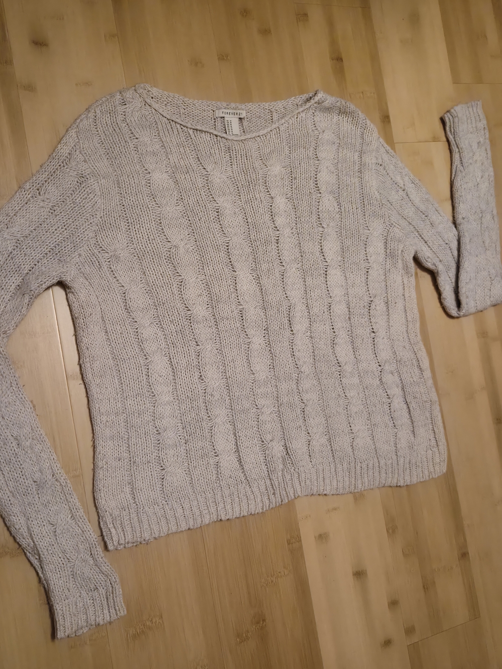 ​Forever 21 Cable Knit Sweater Oatmeal Cream Chunky Long Sleeve Medium